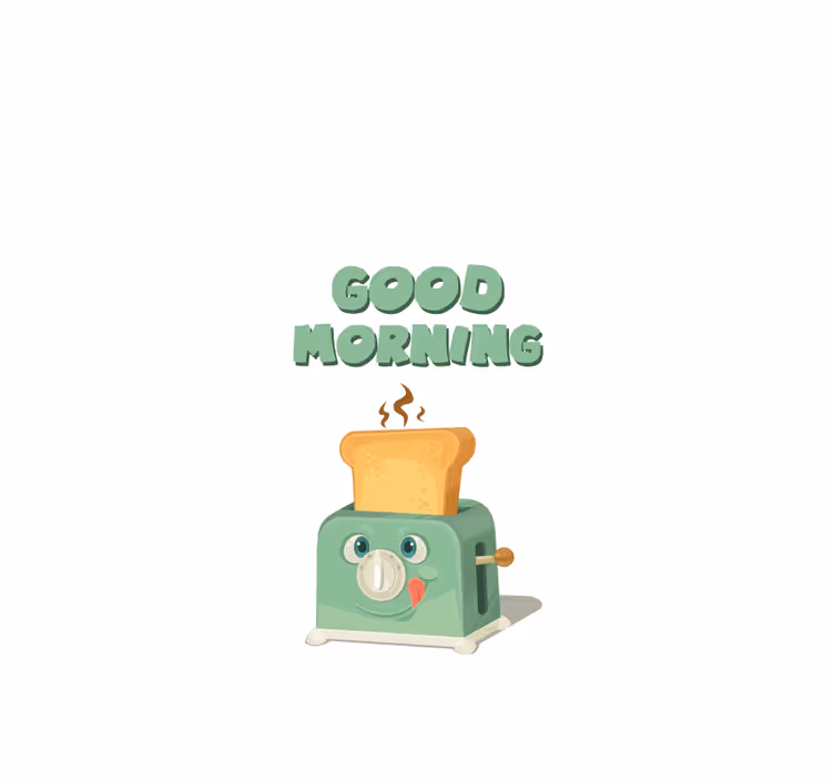 Good morning with toaster kitchen roller blind - TenStickers