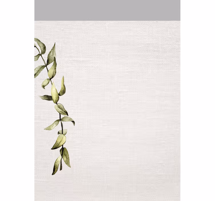 White linen imiation and branch of leaves bathroom roller blind - TenStickers
