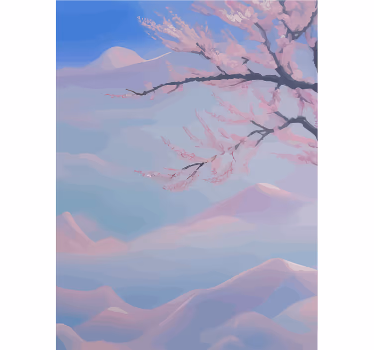 Zen cherry tree flowers branch bathroom roller blind - TenStickers