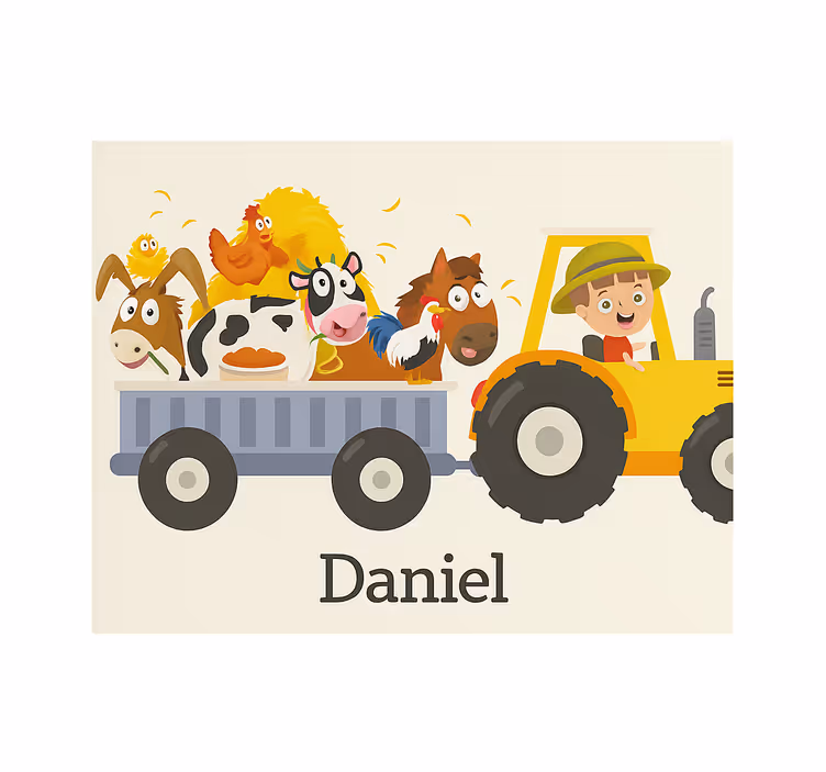 Farm tractor with name custom roller blind - TenStickers