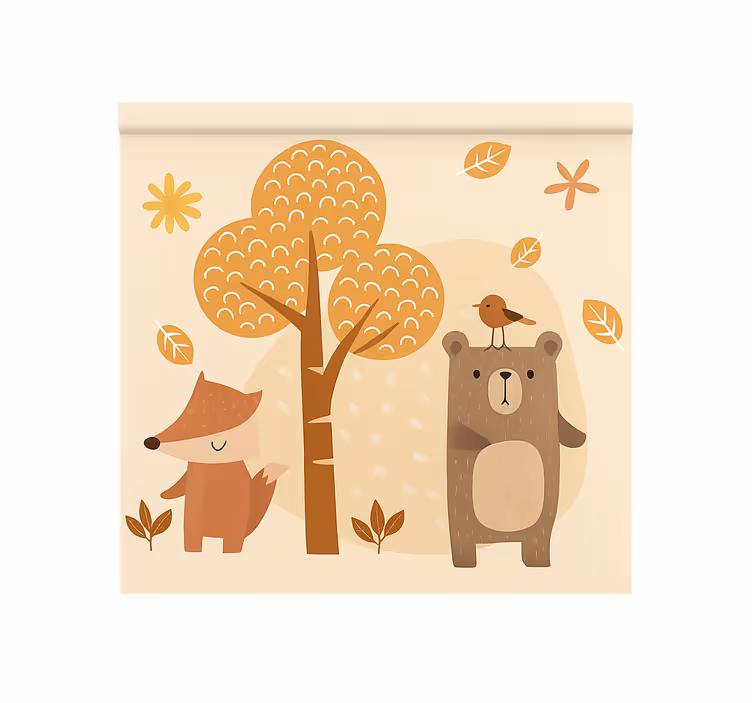 Beige forest animals children room roller blind - TenStickers