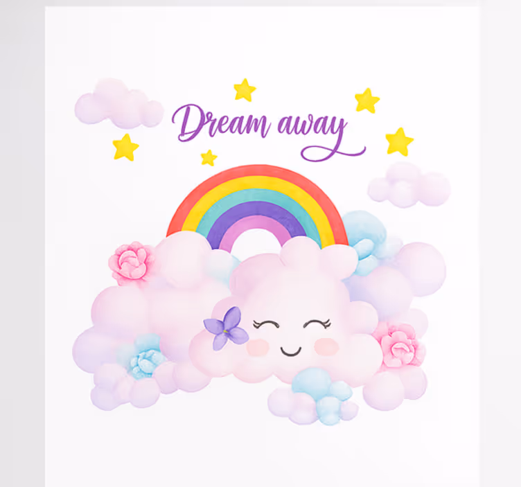 Pink clouds and rainbow children room roller blind - TenStickers