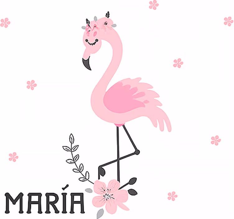 Pink flamenco with name children room roller blind - TenStickers