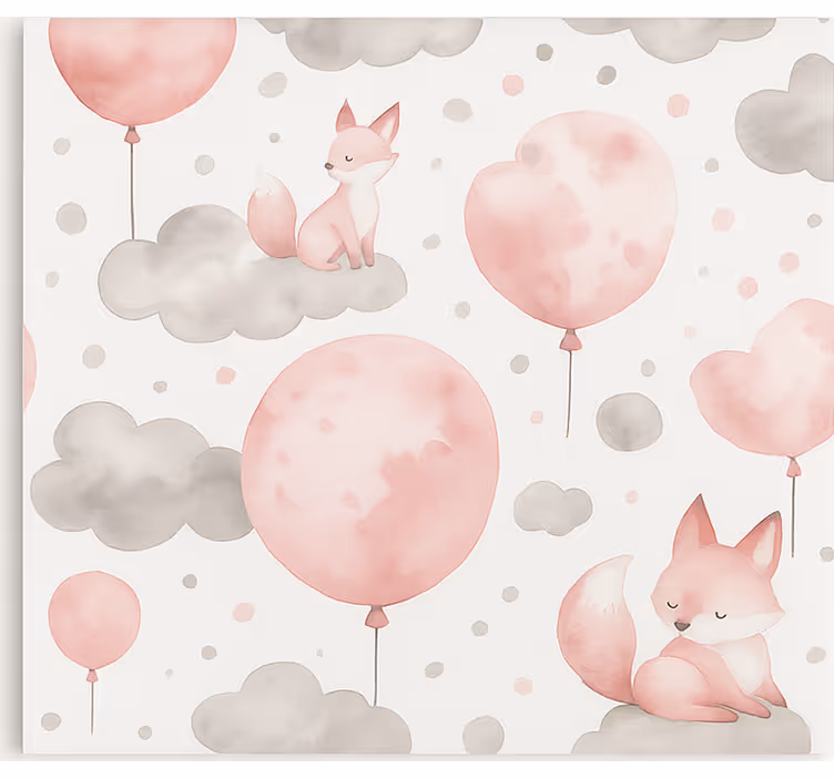 Pastel balloons and clouds children room roller blind - TenStickers