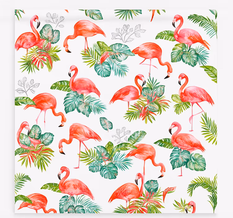 Flamingo Tropical Pattern kitchen roller blind - TenStickers