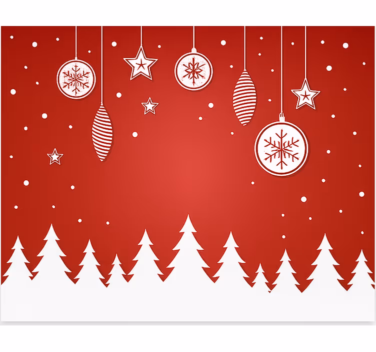 Red Christmas Trees living room roller blind - TenStickers