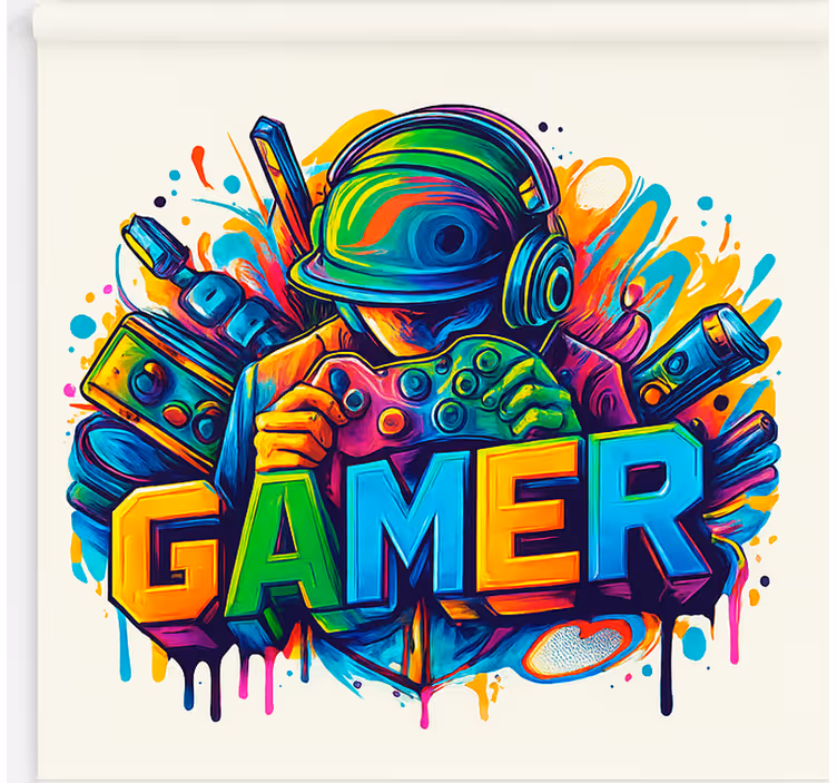Locked in gamer  geek roller blind - TenStickers