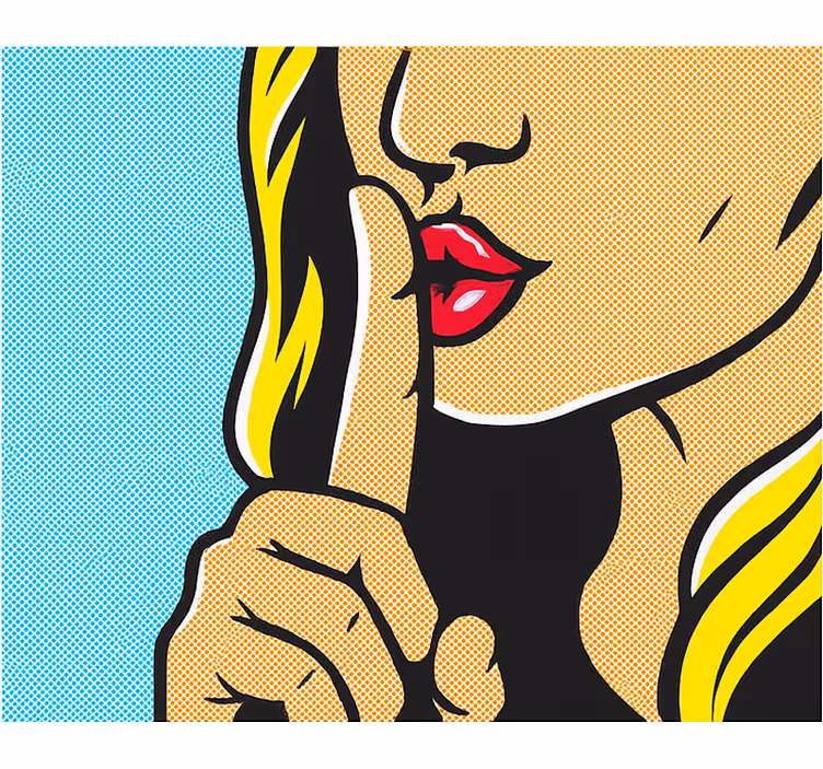 Pop art girl shushing teenage bedroom roller blind - TenStickers
