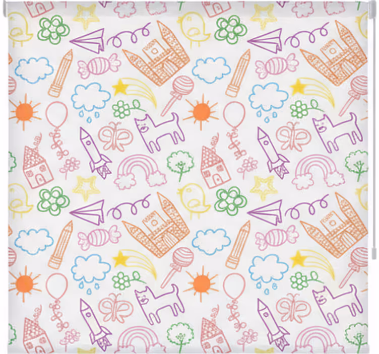 Scandinavian roller blind playful doodle design - TenStickers