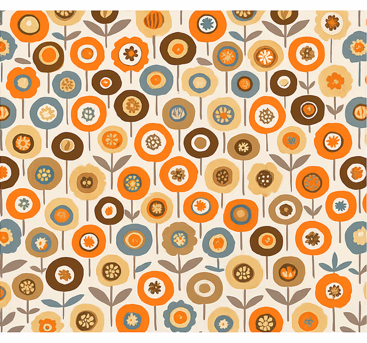 Scandinavian roller blind with colorful vintage flowers - TenStickers