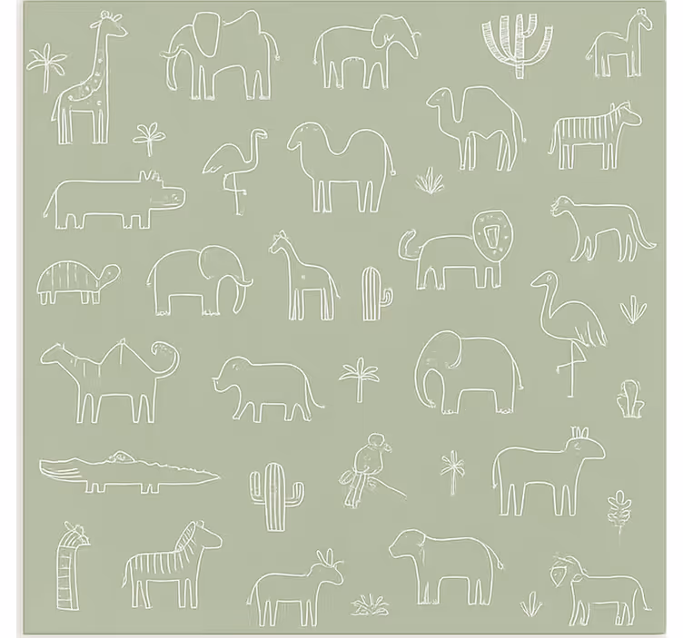 Scandinavian roller blind jungle animals outline - TenStickers