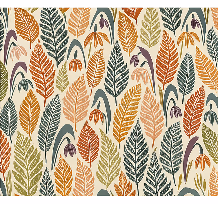 Scandinavian roller blind multicolour snowdrop flowers - TenStickers