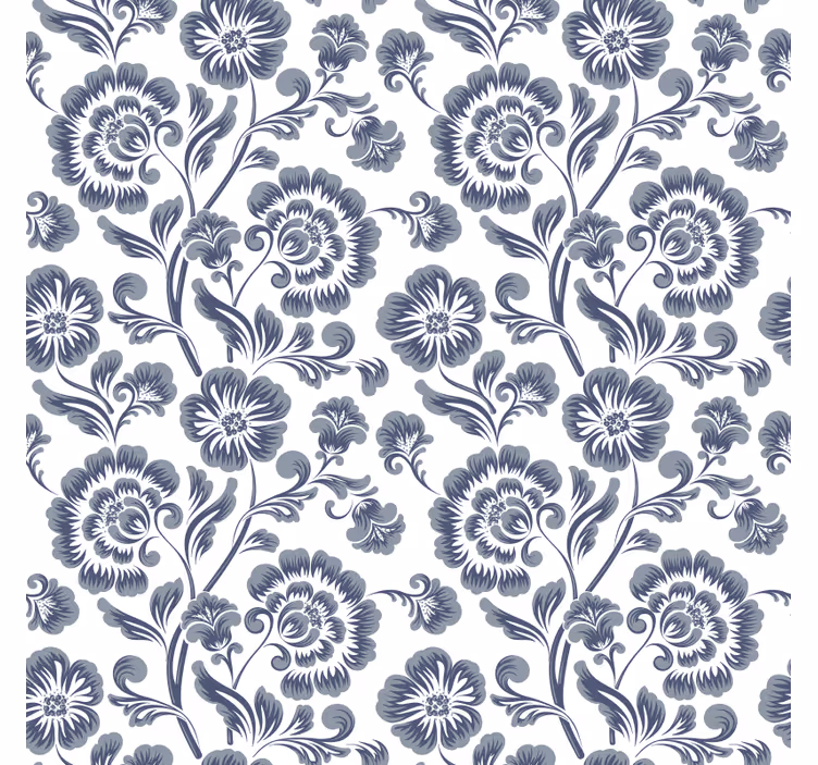Bathroom roller blind blue flowers on white - TenStickers