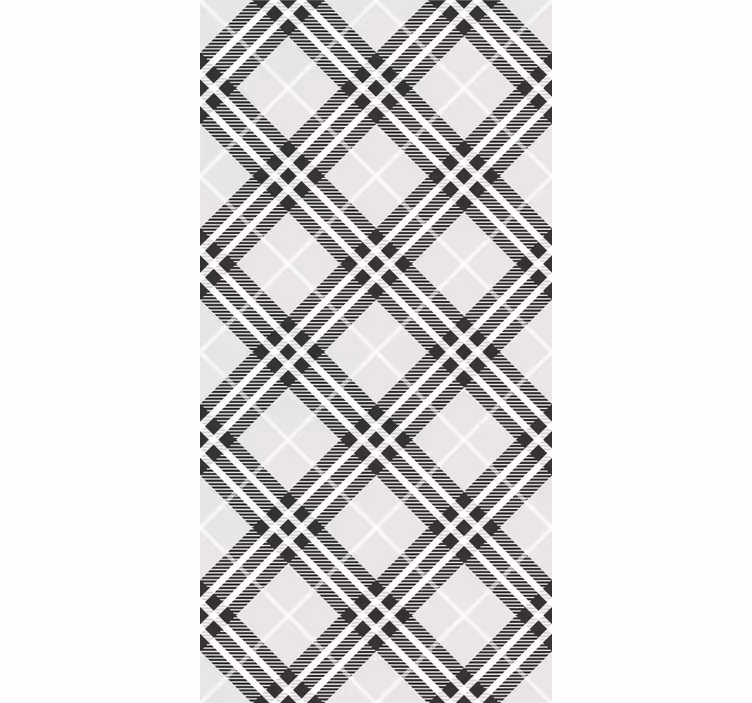 Home office roller blind in black and white tartan - TenStickers