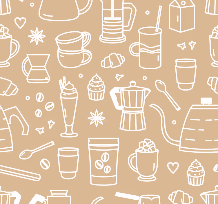Kitchen roller blind café pattern set - TenStickers