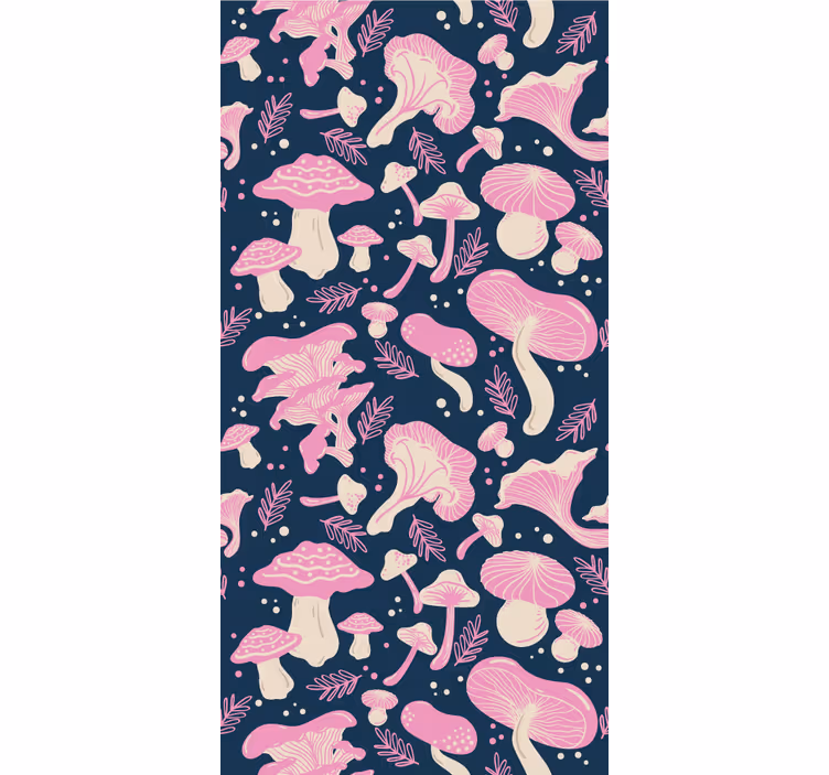 Kitchen roller blind with pink mushroom pattern - TenStickers