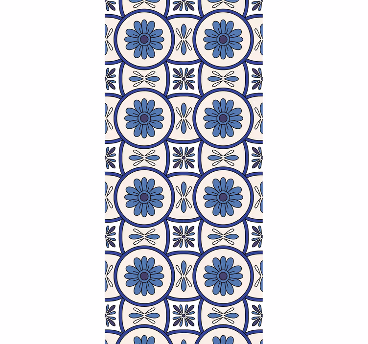 Kitchen roller blind with blue floral portuguese tile - TenStickers
