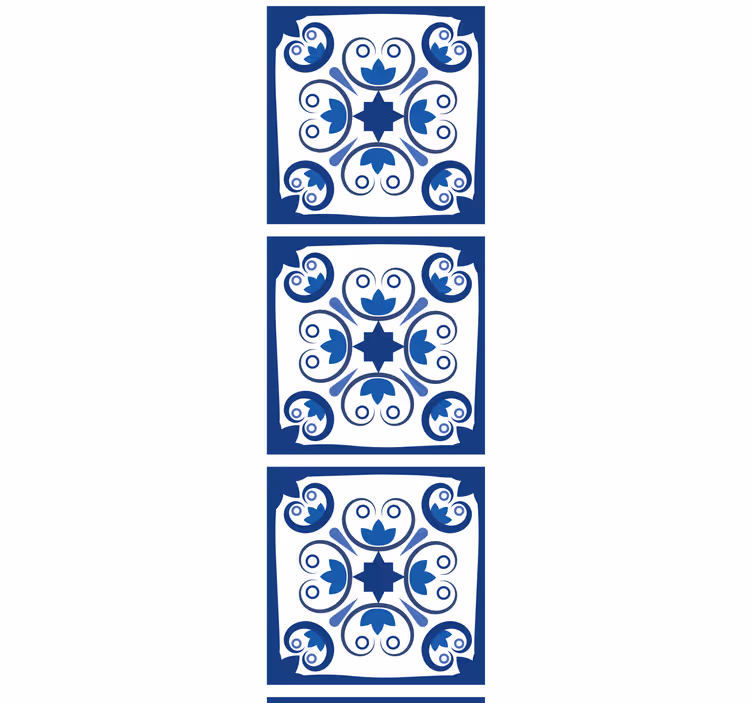 Kitchen roller blind with typical beautiful blue tiles - TenStickers