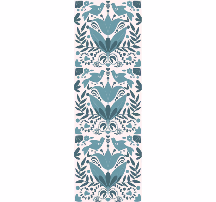 Kitchen roller blind with blue folk art birds pattern - TenStickers