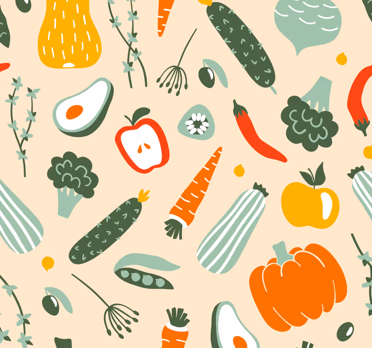 Colorful kitchen roller blind with various foods - TenStickers
