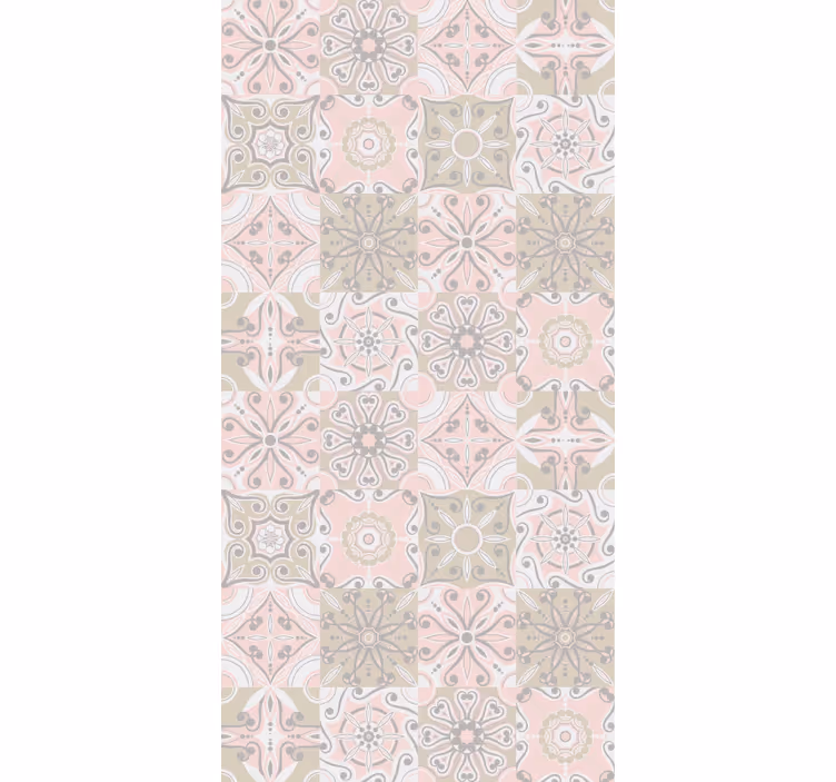 Kitchen roller blind in pink and grey tile - TenStickers