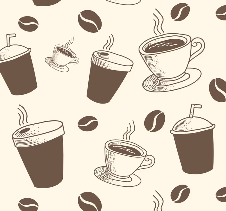 Coffee white-turquoise kitchen roller blind - TenStickers