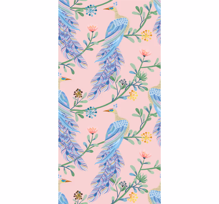 Dining room roller blind birds in a pink paradise - TenStickers