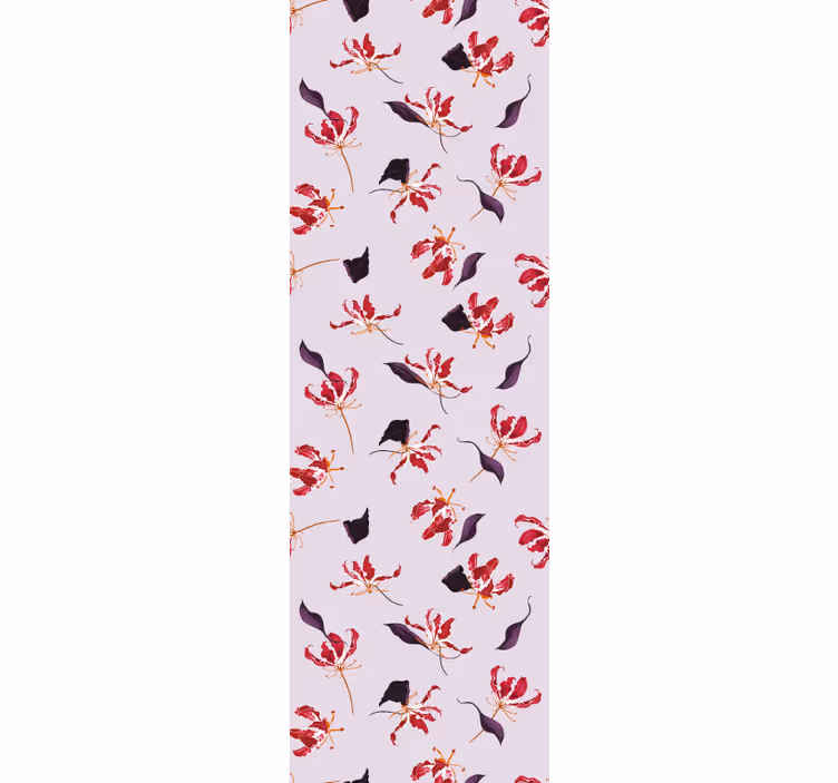 Dining room roller blind hand drawn red lily design - TenStickers