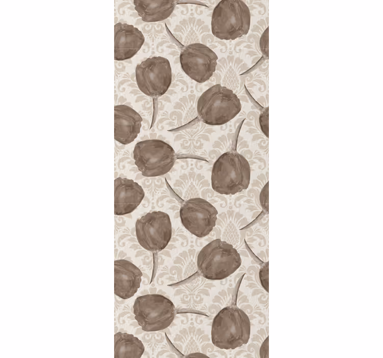 Dining room roller blind with gray tulips design - TenStickers