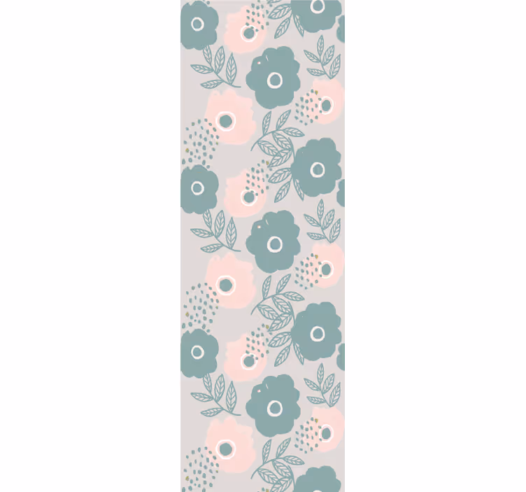 Dining room roller blind in pink and blue watercolor flowers - TenStickers