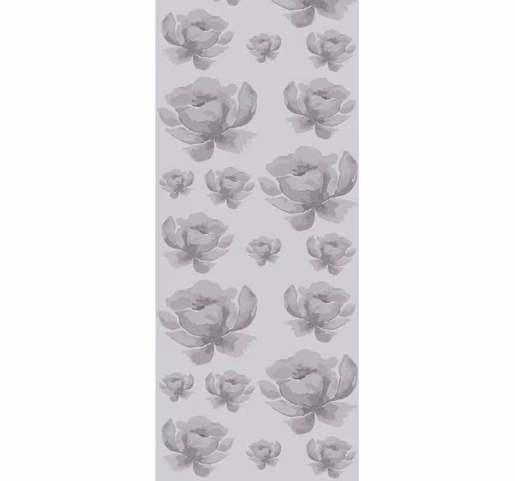 Dining room roller blind in gray 80s floral pattern - TenStickers