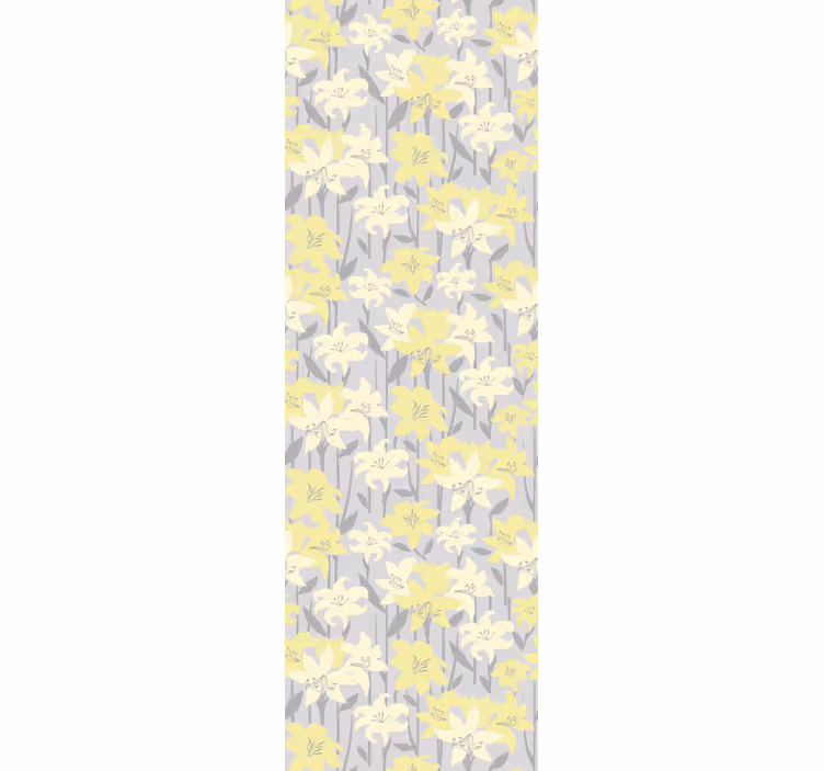 Dining room roller blind with yellow flowers on grey - TenStickers