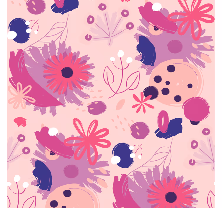 Dining room roller blind abstract purple flowers - TenStickers
