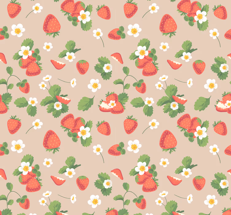 Dining room roller blind strawberries and blooms - TenStickers