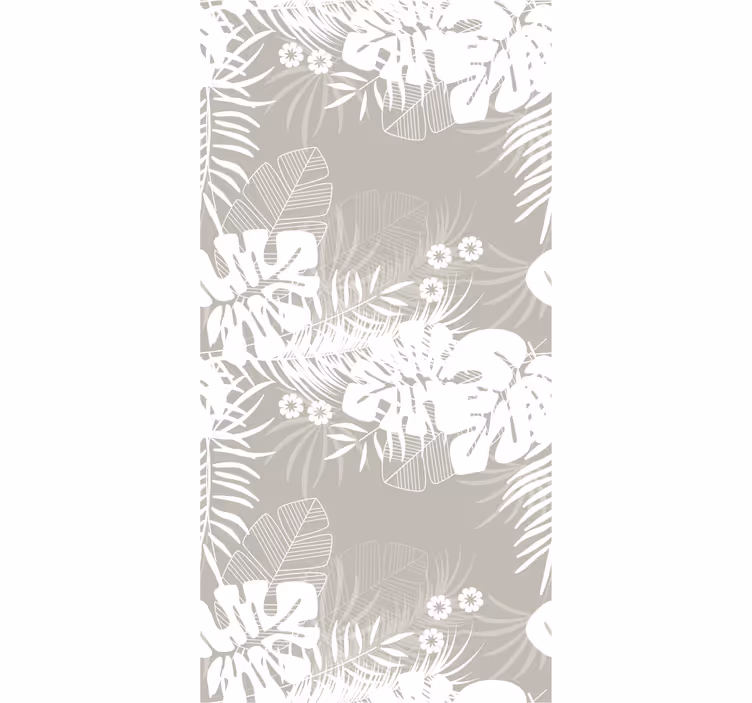 Dining room roller blind with gray tropical leaves - TenStickers