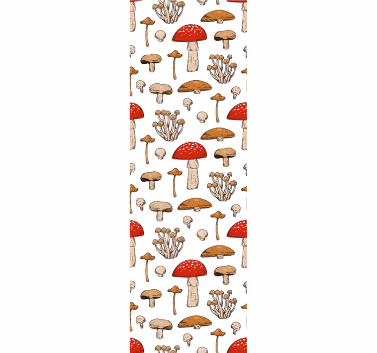 Dining room roller blind with yellow and red mushrooms - TenStickers