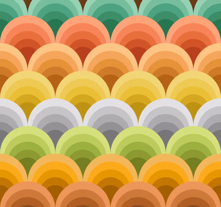 Dining room roller blind in vintage with orange circles - TenStickers