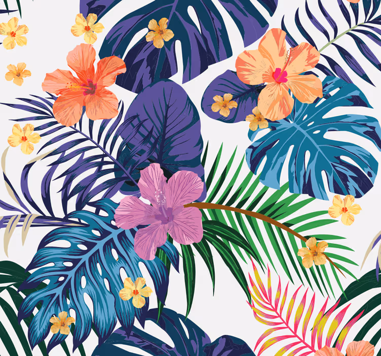 Dining room roller blind hawaiian floral design - TenStickers