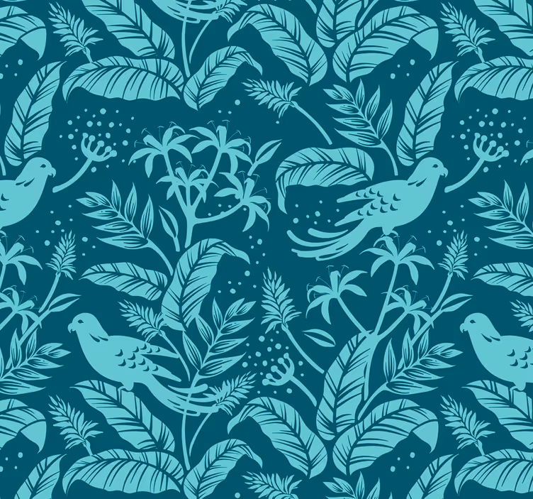 Dining room roller blind with turquoise flying birds - TenStickers