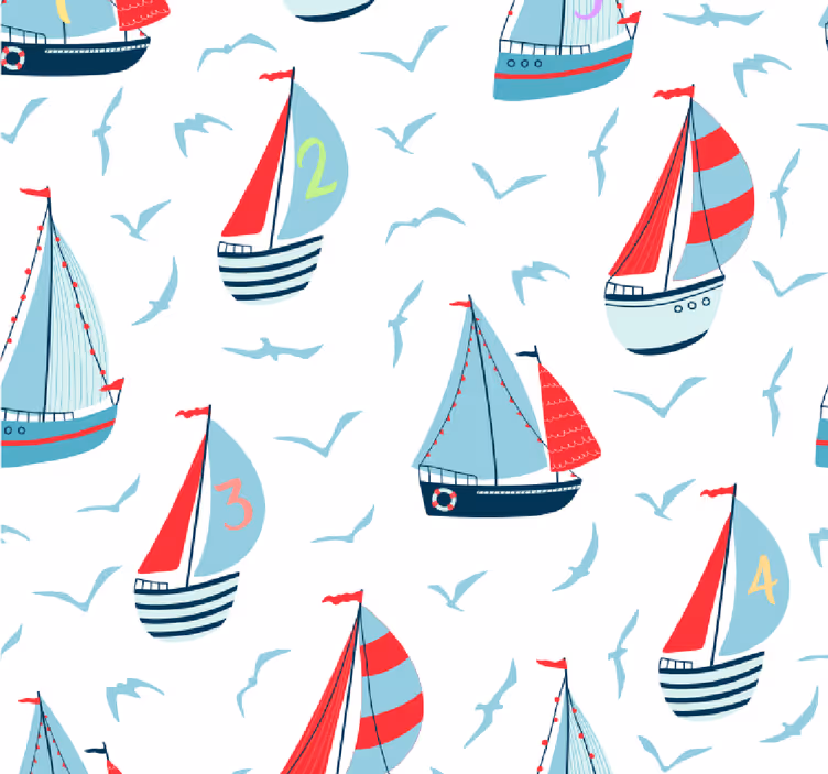 Children room roller blind sailboats and birds - TenStickers