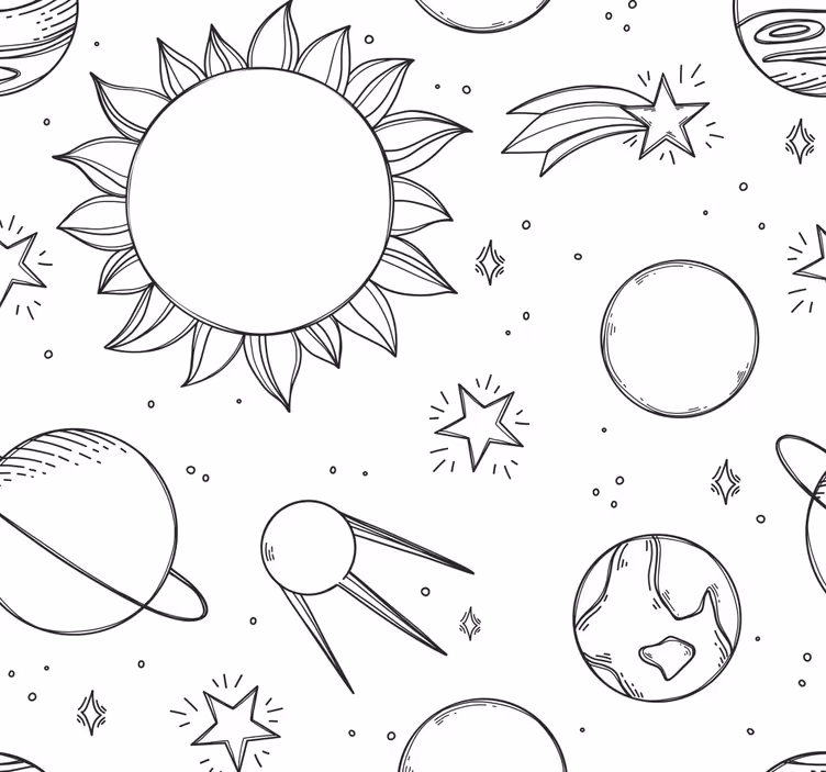 Children room roller blind space doodle - TenStickers