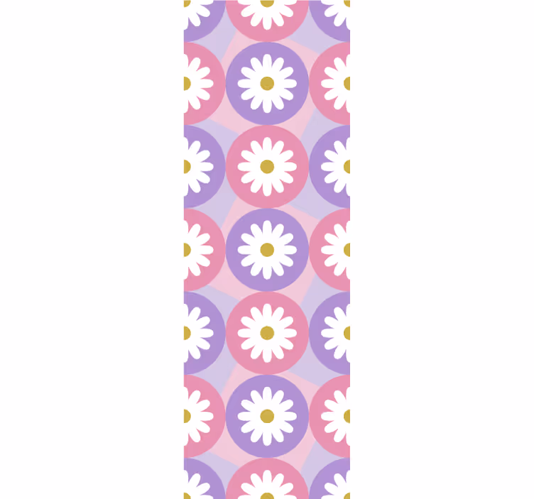 Children room roller blind in purple pink daisy pattern - TenStickers
