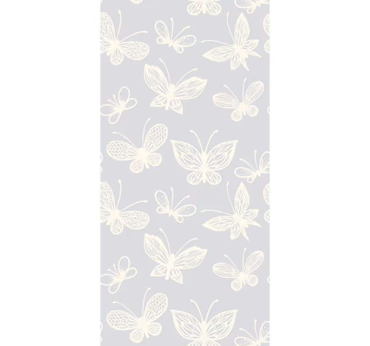 Children room roller blind white and grey butterfly pattern - TenStickers