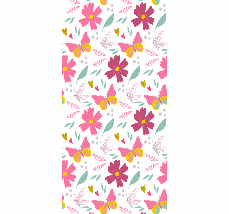 Children room roller blind with pink and yellow butterflies - TenStickers