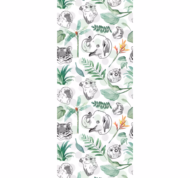 Children room roller blind with tropical animals and plants - TenStickers