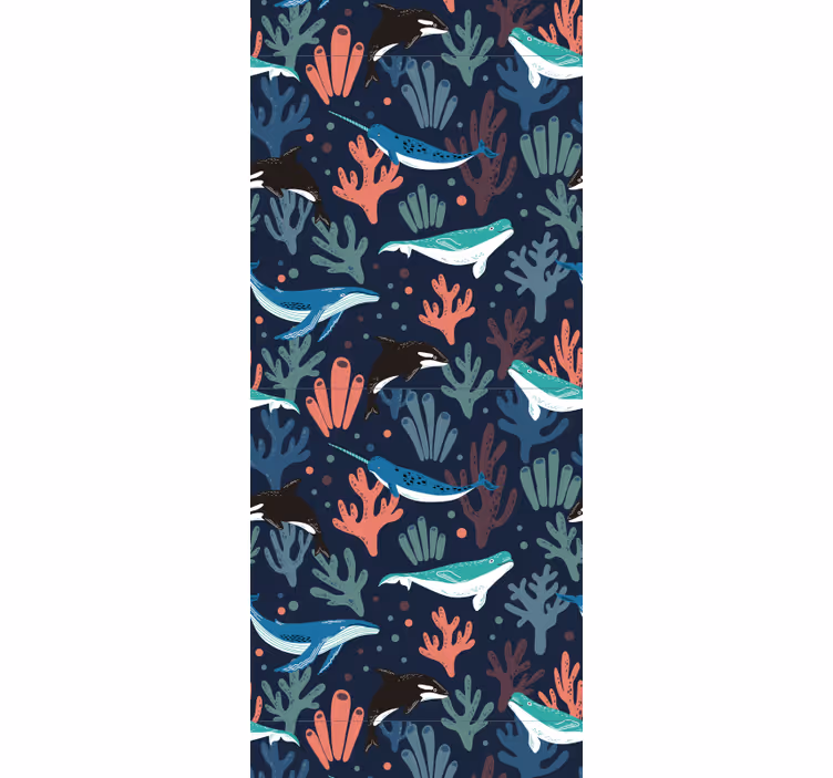 Vibrant sea animals on blue children room roller blind - TenStickers