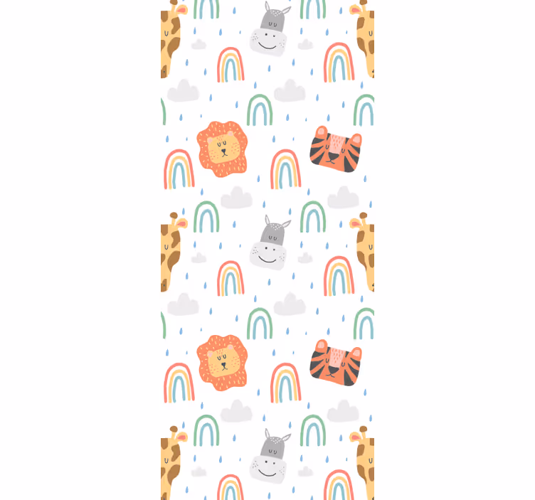 Children room roller blind with pastel animals and rainbows - TenStickers