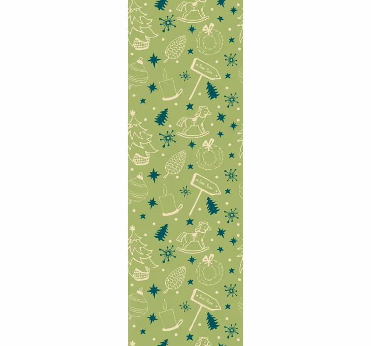 Children room roller blind with green christmas design - TenStickers