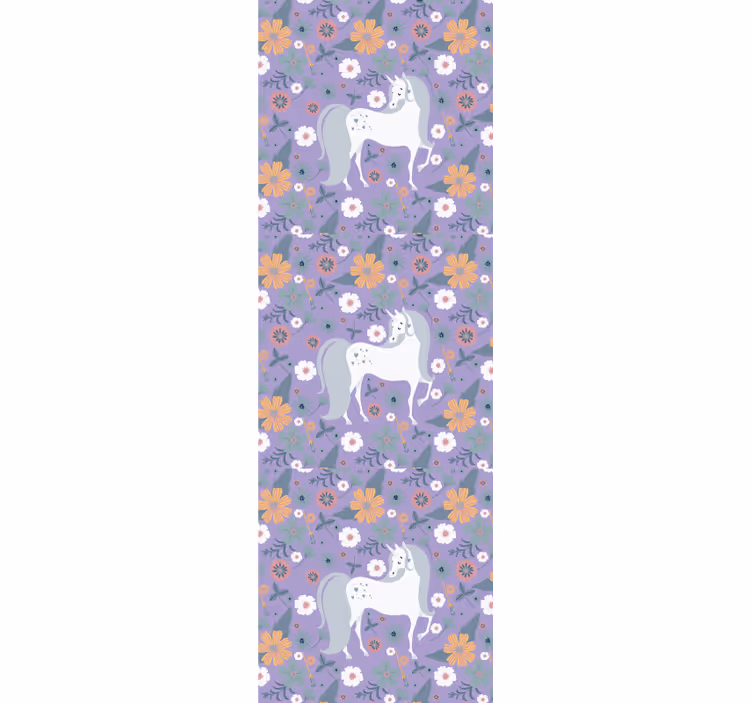 Children room roller blind with unicorns and flowers - TenStickers