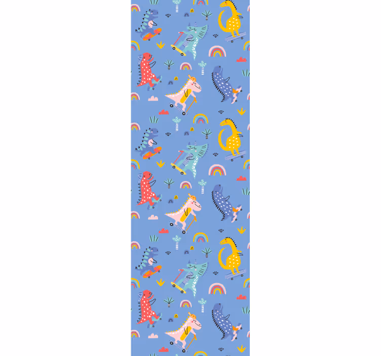 Children room roller blind cute skater dinosaurs - TenStickers
